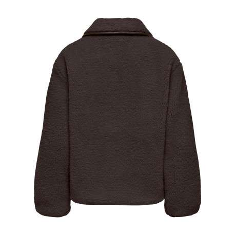 Blouson chocolat uni avec une coupe droite et un col à revers - Image 2