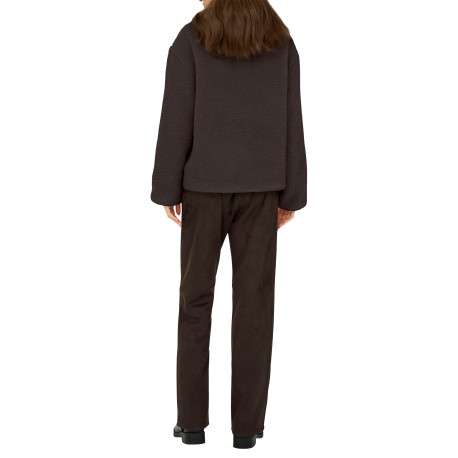 Blouson chocolat uni avec une coupe droite et un col à revers - Image 4