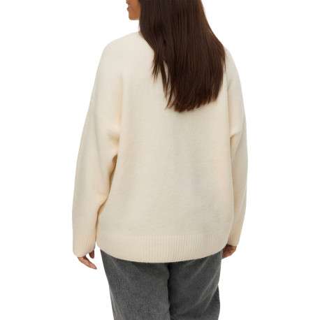 Pull écru à coupe ample pourvu d'un col rond et de manches longues - Image 3