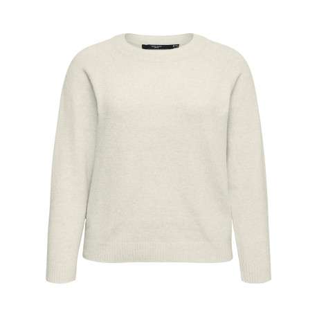 Pull écru à coupe droite pourvu d'un col rond et de manches longues