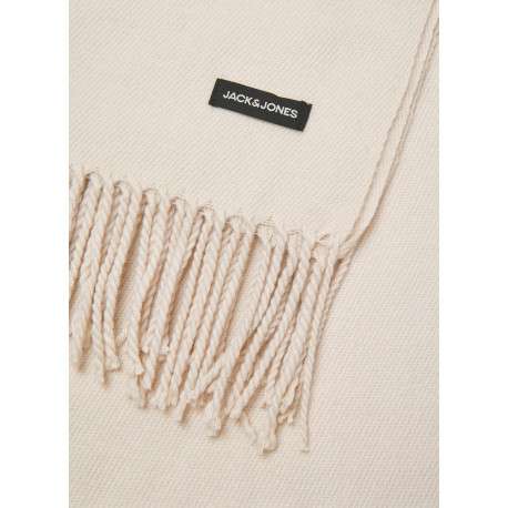 Écharpe écrue unie avec une étiquette de la marque Jack & Jones cousue - Image 2