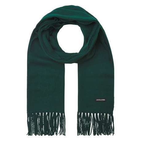 Écharpe verte unie avec une étiquette de la marque Jack & Jones cousue