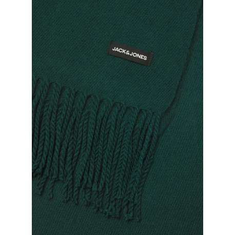 Écharpe verte unie avec une étiquette de la marque Jack & Jones cousue - Image 2