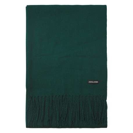 Écharpe verte unie avec une étiquette de la marque Jack & Jones cousue - Image 3