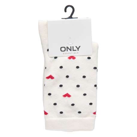 Chaussettes hautes en coton mélangé écru avec des pois et des cœurs - Image 2