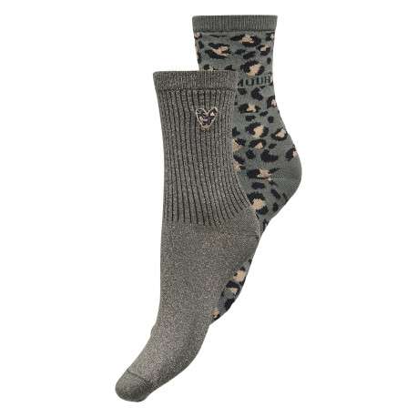 Lot de 2 paires de chaussettes hautes kaki et à motifs léopard