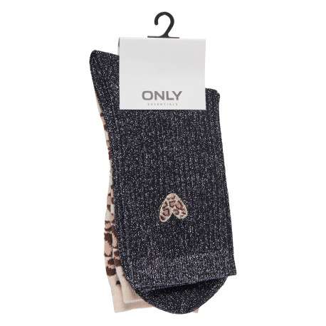 Lot de 2 paires de chaussettes hautes noires et à motif léopard - Image 2