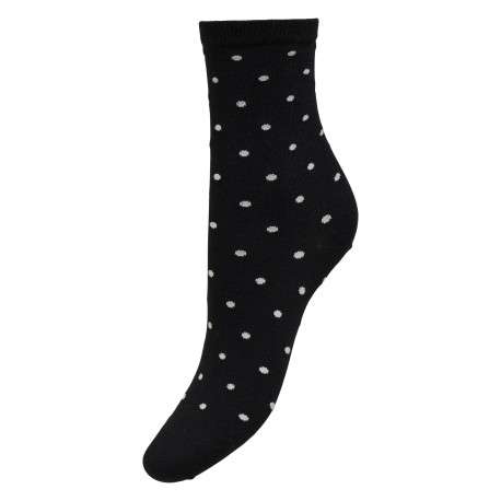 Chaussettes hautes en coton mélangé noire avec des motfs pois