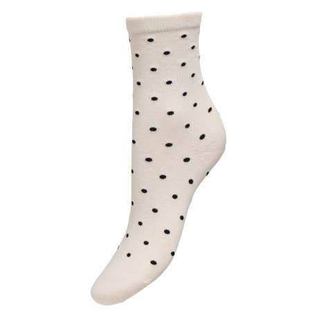 Chaussettes hautes en coton mélangé écru avec des motifs pois