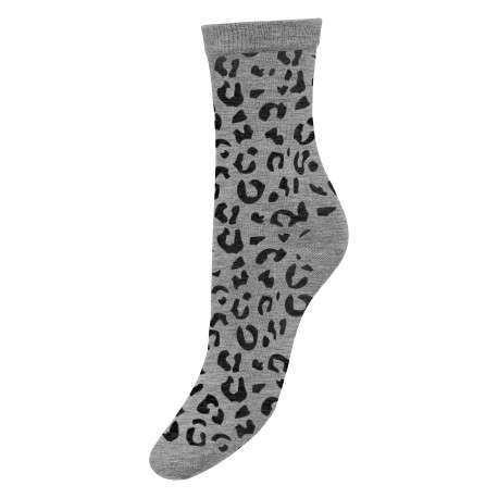 Chaussettes hautes en coton mélangé grises à motifs léopard