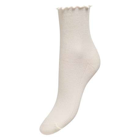 Chaussettes hautes blanche uni avec une finition festonnée