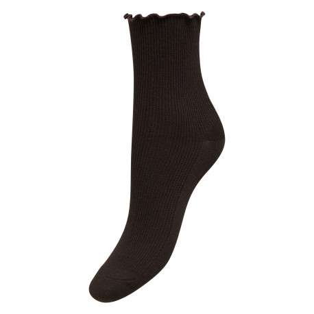 Chaussettes hautes marron unie avec une finition festonnée