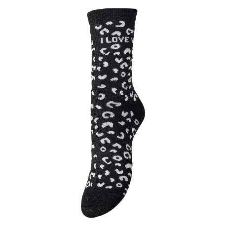Chaussettes hautes noires avec des motifs animaliers et imprimé