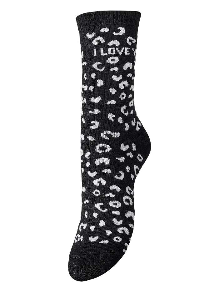 Chaussettes hautes noires avec des motifs animaliers et imprimé