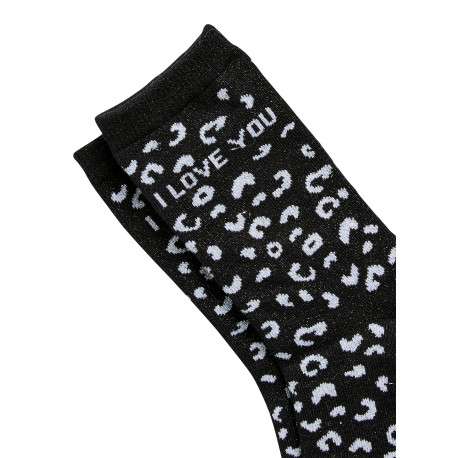 Chaussettes hautes noires avec des motifs animaliers et imprimé - Image 2