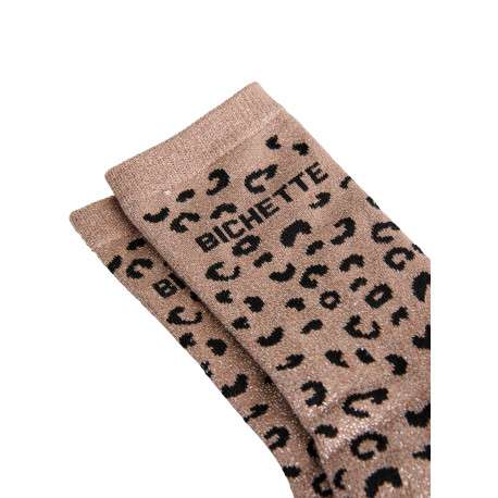 Chaussettes hautes beiges à motif animalier avec imprimé bichette - Image 2