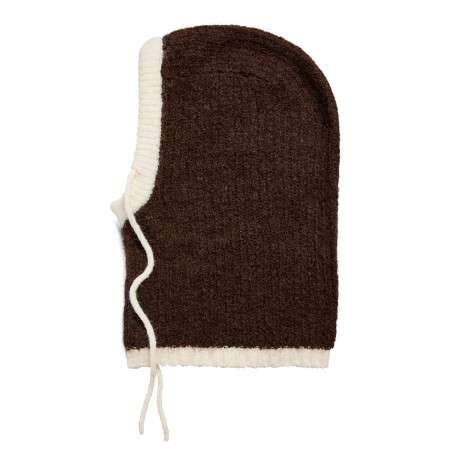 Cagoule chocolat unie avec bords blancs et maille effet mousse