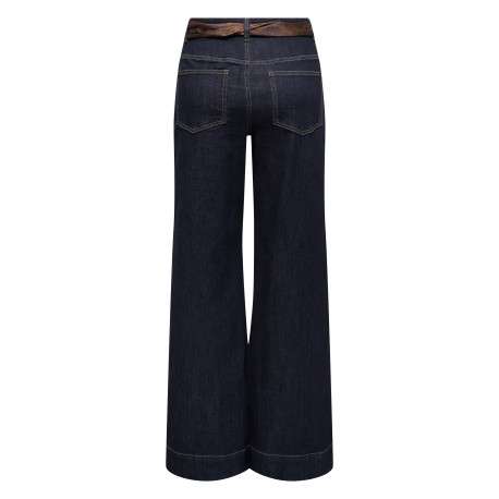 Jean en coton brut uni avec une coupe bootcut et une ceinture à la taille - Image 2