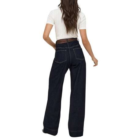 Jean en coton brut uni avec une coupe bootcut et une ceinture à la taille - Image 4