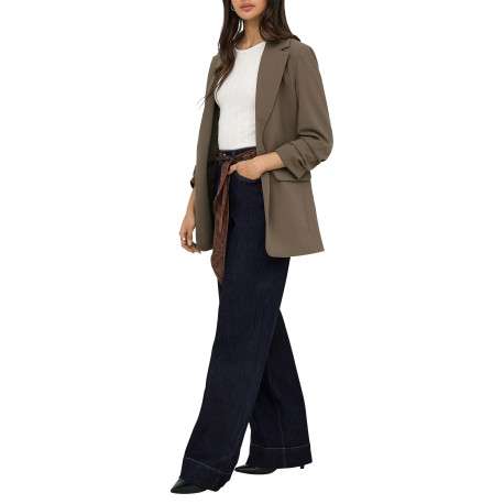 Jean en coton brut uni avec une coupe bootcut et une ceinture à la taille - Image 5