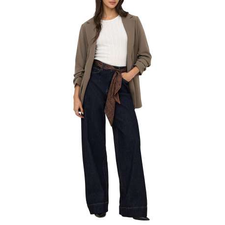 Jean en coton brut uni avec une coupe bootcut et une ceinture à la taille - Image 6