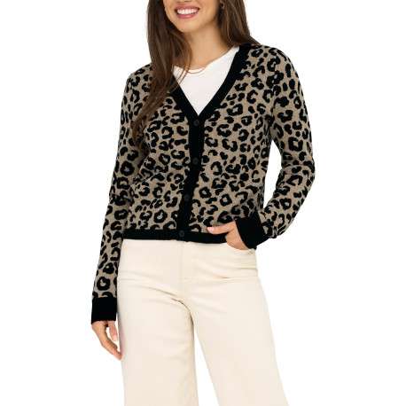 Gilet léopard à motifs avec une coupe droite et des manches longues - Image 5