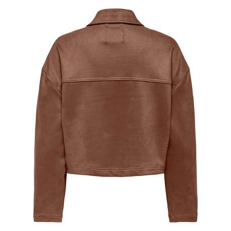 Blouson camel uni avec une coupe cropped et un col à revers - Image 2
