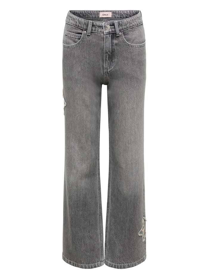 Jean en coton gris uni avec...
