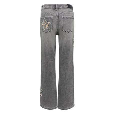 Jean en coton gris uni avec une coupe patineuse et une taille intermédiaire - Image 2