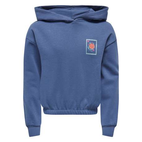Sweat indigo imprimé avec une coupe droite et un col à capuche