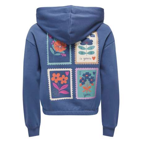 Sweat indigo imprimé avec une coupe droite et un col à capuche - Image 2