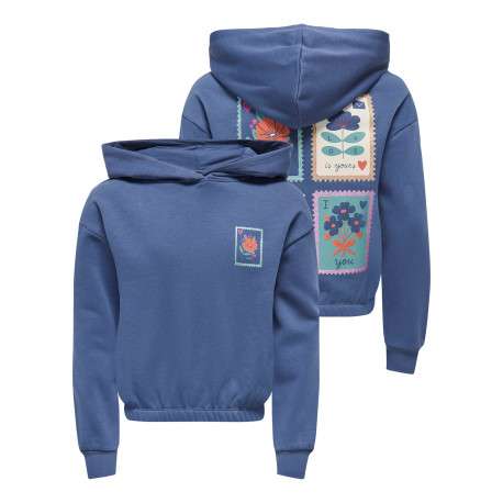 Sweat indigo imprimé avec une coupe droite et un col à capuche - Image 4