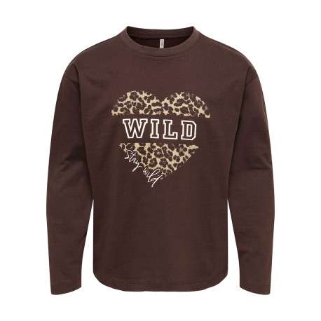 T-shirt en coton marron uni avec une coupe droite et des manches longues