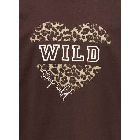 T-shirt en coton marron uni avec une coupe droite et des manches longues - Image 3