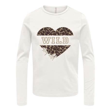 T-shirt en coton écru uni avec une coupe droite et des manches longues