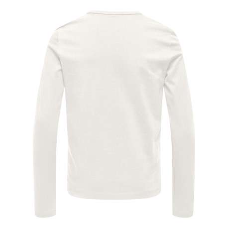 T-shirt en coton écru uni avec une coupe droite et des manches longues - Image 2