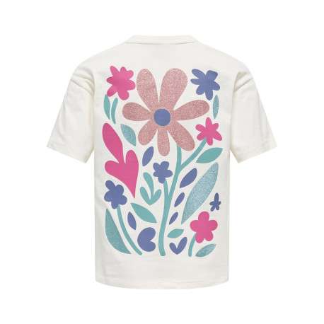 T-shirt en coton biologique écru imprimé avec une coupe droite - Image 2