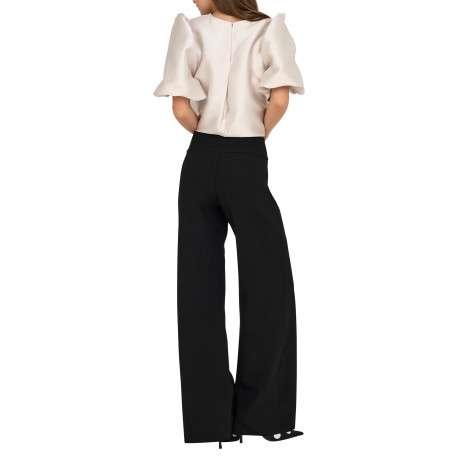 Pantalon jogging noir uni coupe bootcut et une taille élastiquée - Image 4