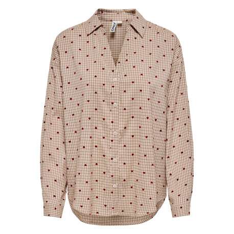 Chemisier beige à motifs avec une coupe droite et des manches longues