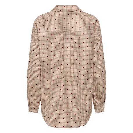 Chemisier beige à motifs avec une coupe droite et des manches longues - Image 2