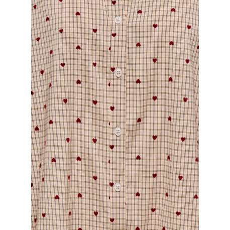 Chemisier beige à motifs avec une coupe droite et des manches longues - Image 3