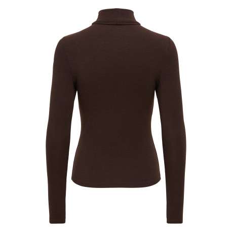 Top marron uni avec une coupe ajustée et des manches longues - Image 2