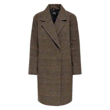 Manteau marron uni avec une coupe droite et un col à revers