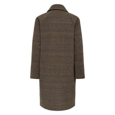Manteau marron uni avec une coupe droite et un col à revers - Image 2