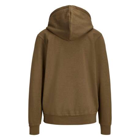 Sweat en coton mélangé taupe à coupe droite pourvu d'un col à capuche - Image 2