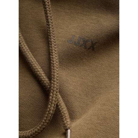 Sweat en coton mélangé taupe à coupe droite pourvu d'un col à capuche - Image 4