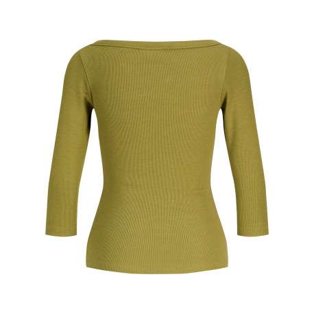 Top en coton biologique olive à coupe droite pourvu d'un col bateau - Image 2