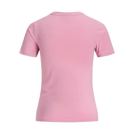 T-shirt en coton biologique rose à coupe droite pourvu d'un col rond - Image 2