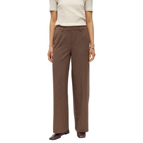 Pantalon chino brun coupe wide leg avec une taille partiellement élastiquée - Image 2