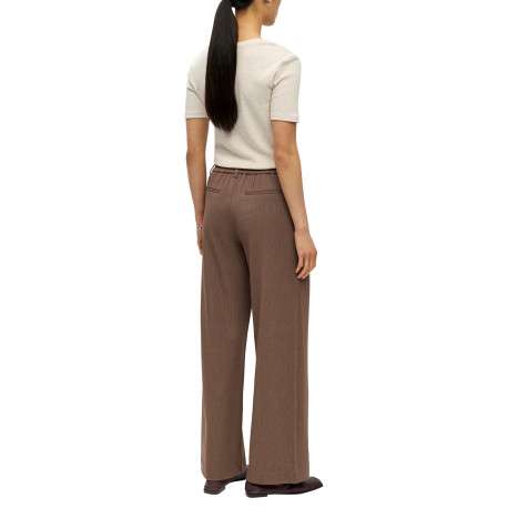 Pantalon chino brun coupe wide leg avec une taille partiellement élastiquée - Image 3